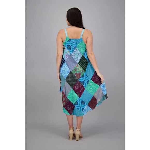 Ananta patchwork Bohemian Patchwork Long Umbrella Dress PAT-3266 H - Picture 2 of 7